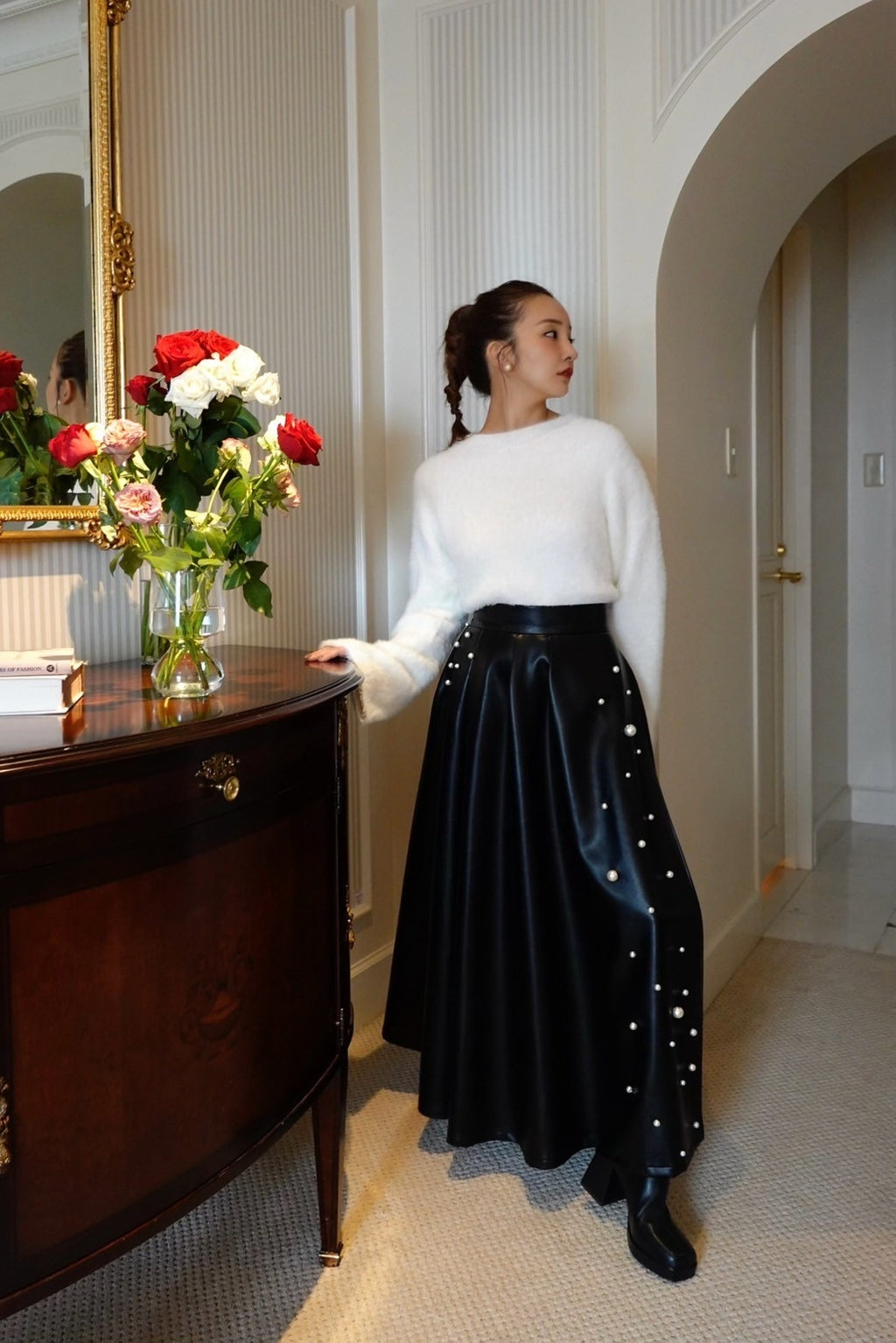 23100rosy luce ECO LEATHER PEARL SKIRT スカート - ロングスカート