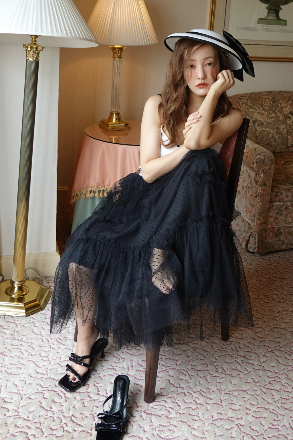 スカート rosy luce Dot volume tulle skirt - BLACK – Rosy luce