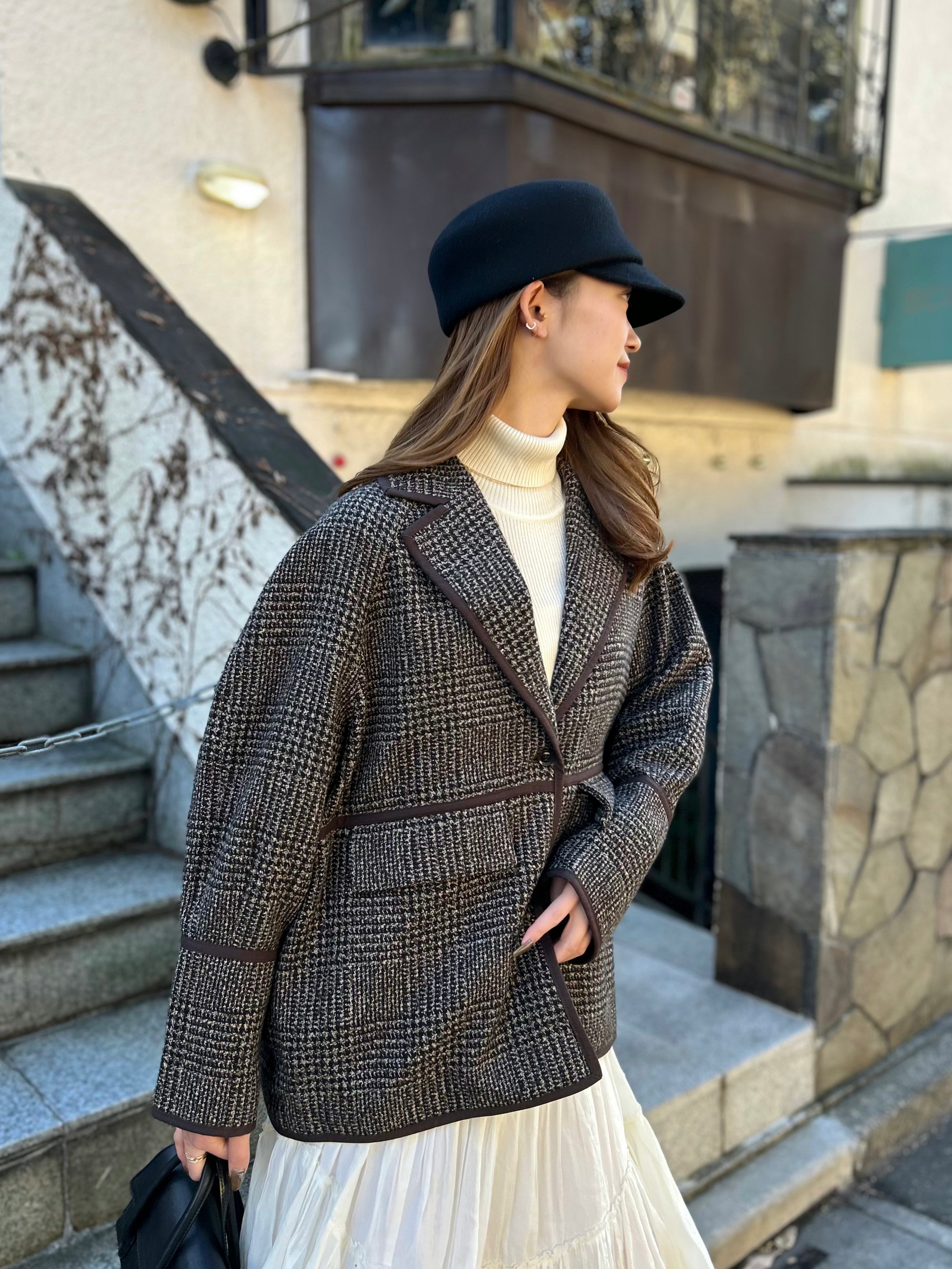 Tweed tailored Jacket - BROWN – Rosy luce