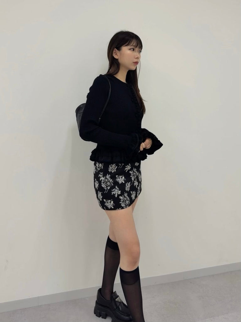 FLORAL JACQUARD MINI SKIRT