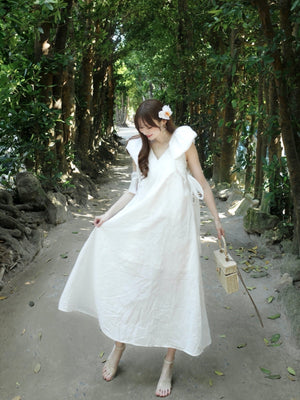 Side Ribbon Vneck Dress – Rosy luce