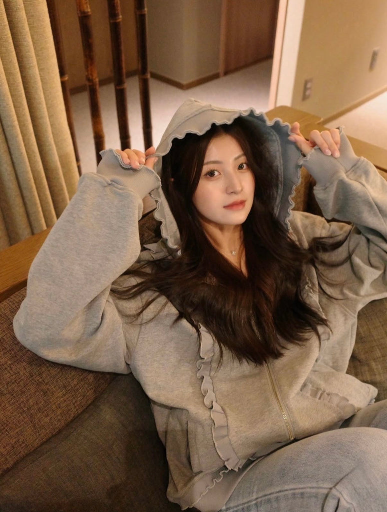 ROSY FRILL LOGO HOODIE（OVERSIZE）