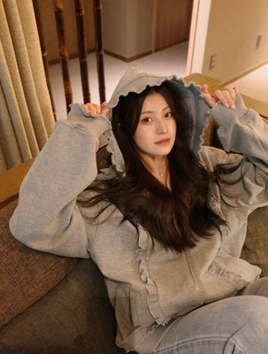 ROSY FRILL LOGO HOODIE（OVERSIZE）