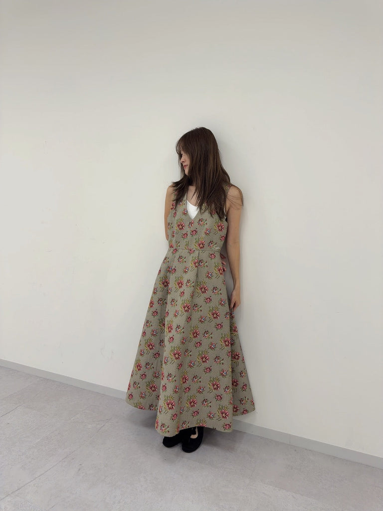 FLORAL JACQUARD FLARE DRESS