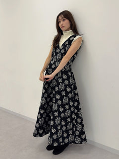 FLORAL JACQUARD FLARE DRESS