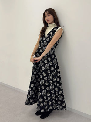 FLORAL JACQUARD FLARE DRESS