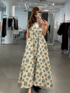 FLORAL JACQUARD FLARE DRESS