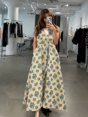 FLORAL JACQUARD FLARE DRESS
