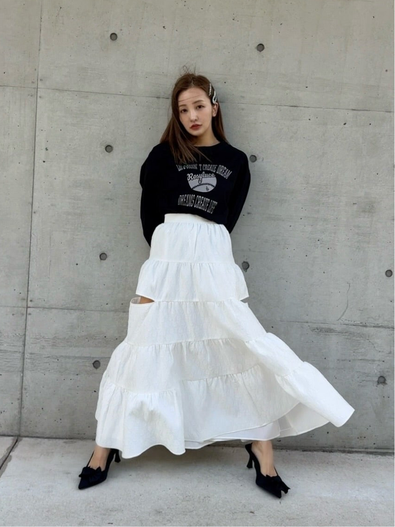 COLLEGE ROSY LONGTEE-BLACK