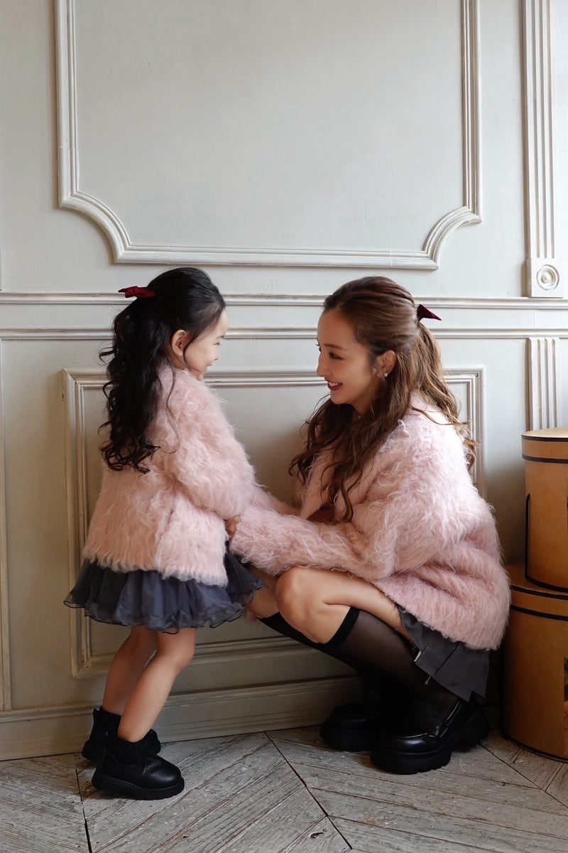 【Baby Rosy luce】 SHAGGY KNIT JACKET - PINK