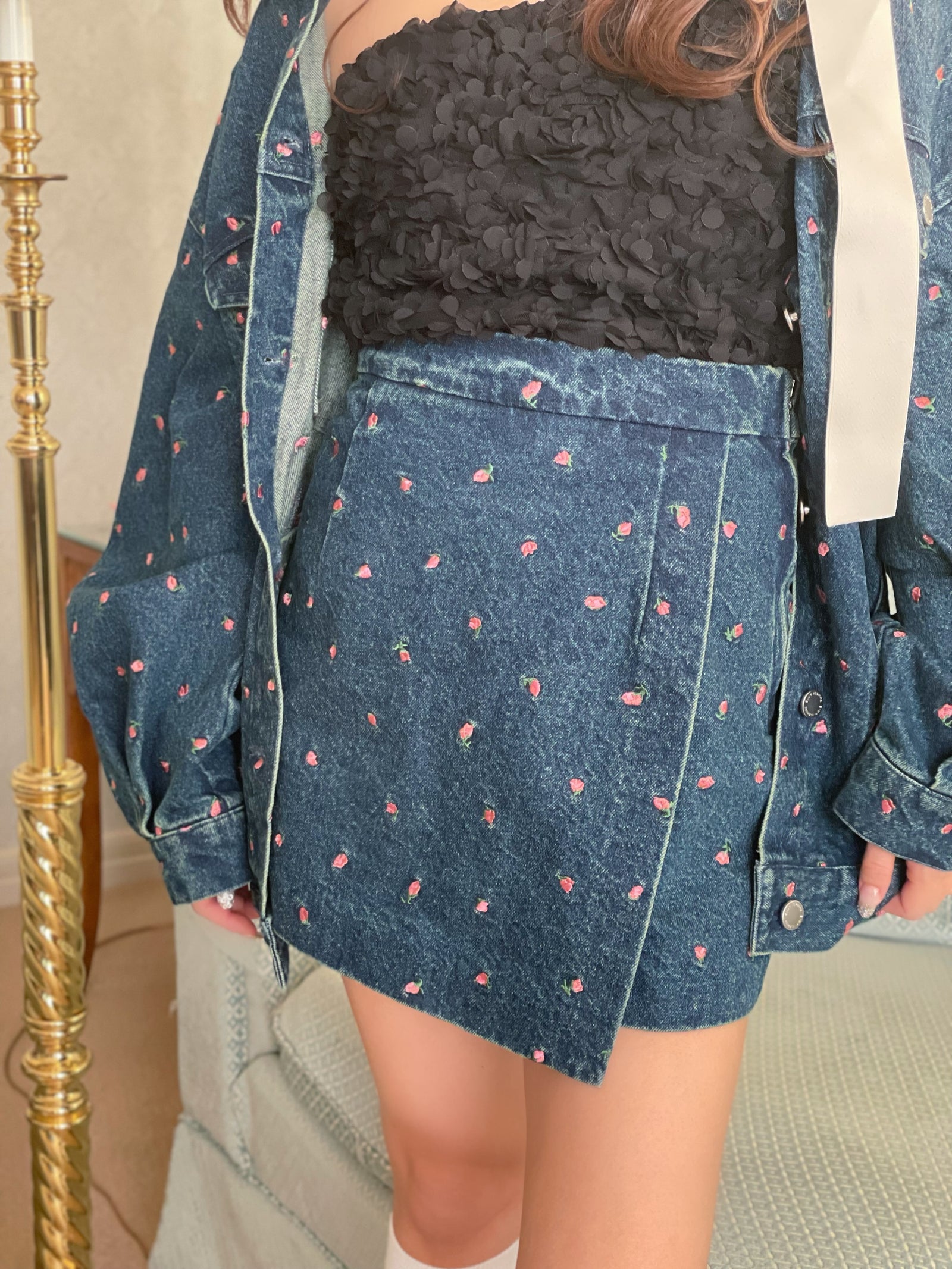 【即決済限定】rosyluce EMBROIDERY DENIM SET Embroidery denim jacket - INDIGO – Rosy luce