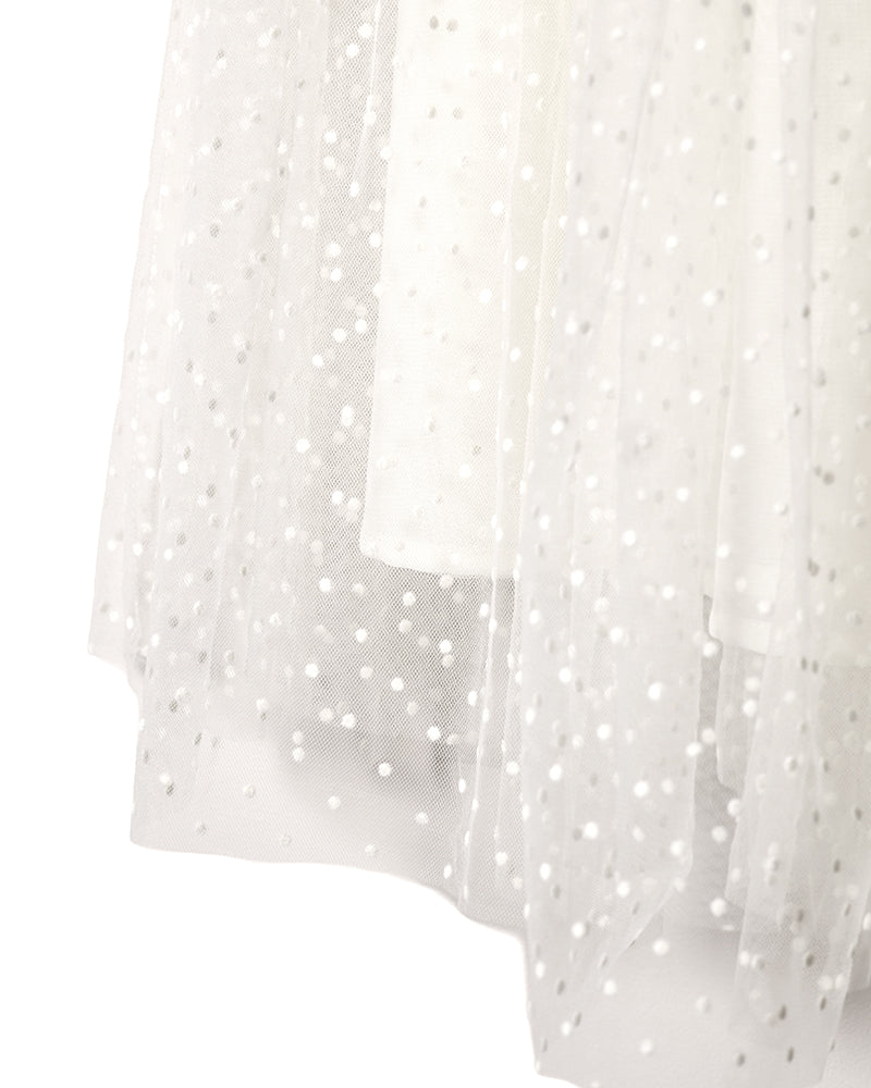 Dot volume tulle skirt - WHITE