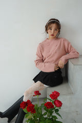 ROSY RIBBON KNIT TOPS - PINK