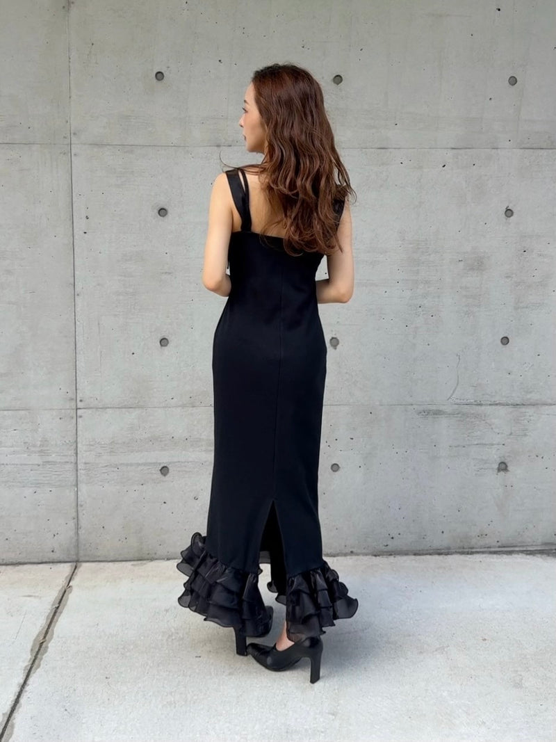 SWITCH FRILL DRESS - BLACK