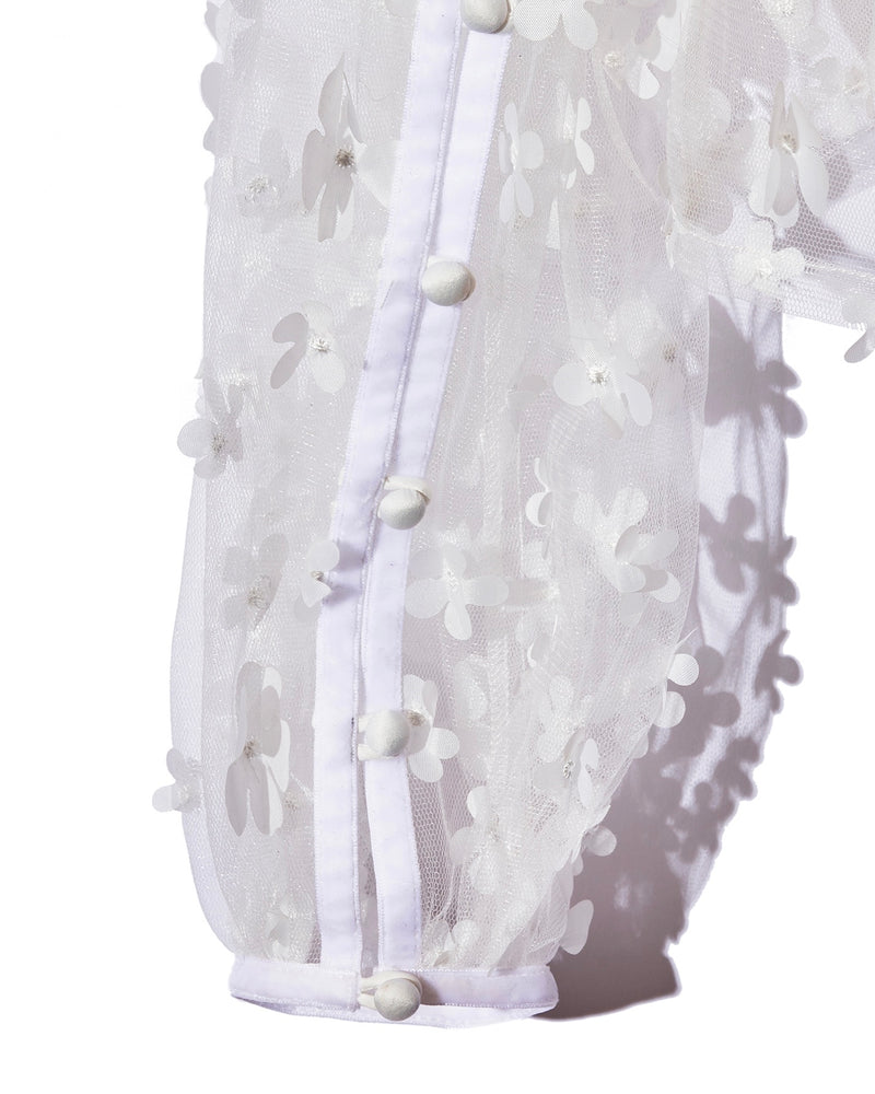 Flower tulle piping tops - WHITE