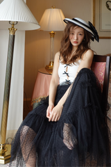 Dot volume tulle skirt - BLACK