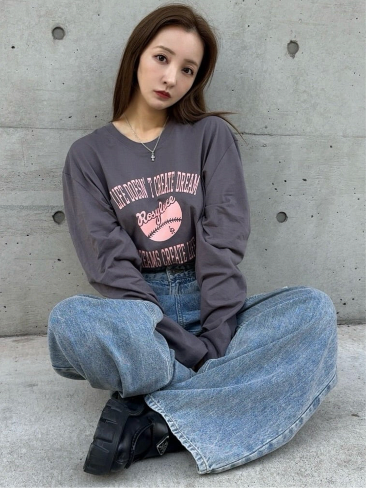 COLLEGE ROSY LONGTEE-GRAY