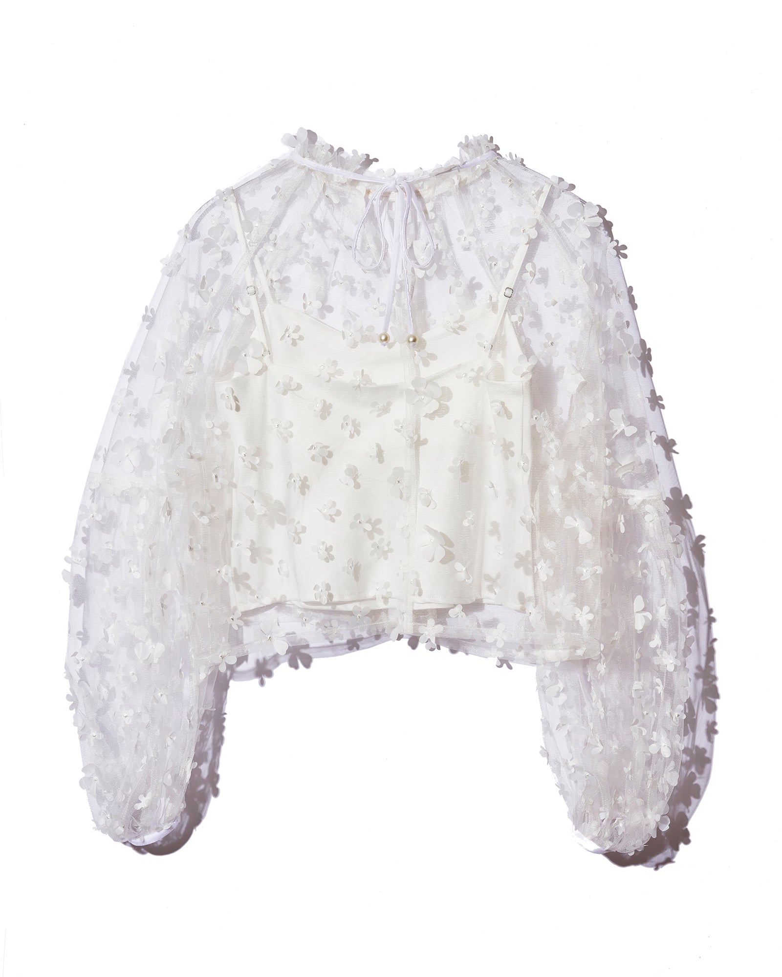 【最終値下げ】Rosyluce FLOWER TULLE SHEER TOPS Flower tulle sheer tops - BLACK – Rosy luce