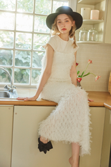 RIBBON TULLE CAMI DRESS - WHITE