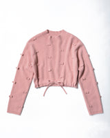 ROSY RIBBON KNIT TOPS - PINK