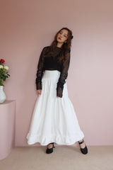 jacquard teard skirt - WHITE