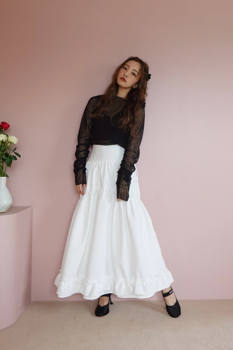 jacquard teard skirt - WHITE