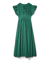 Gather Flare Cotton dress - GREEN