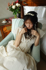 Gather Flare Cotton dress - IVORY
