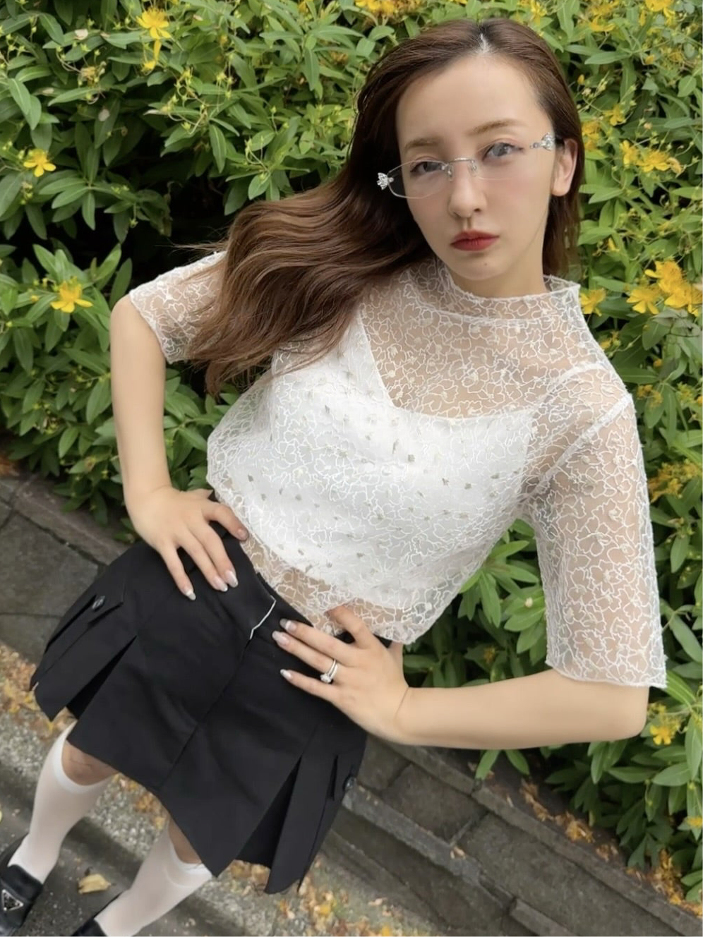 FLOWER LAME SHEER TOPS – Rosy luce FLOWER LAME SHEER TOPS – Rosy luce