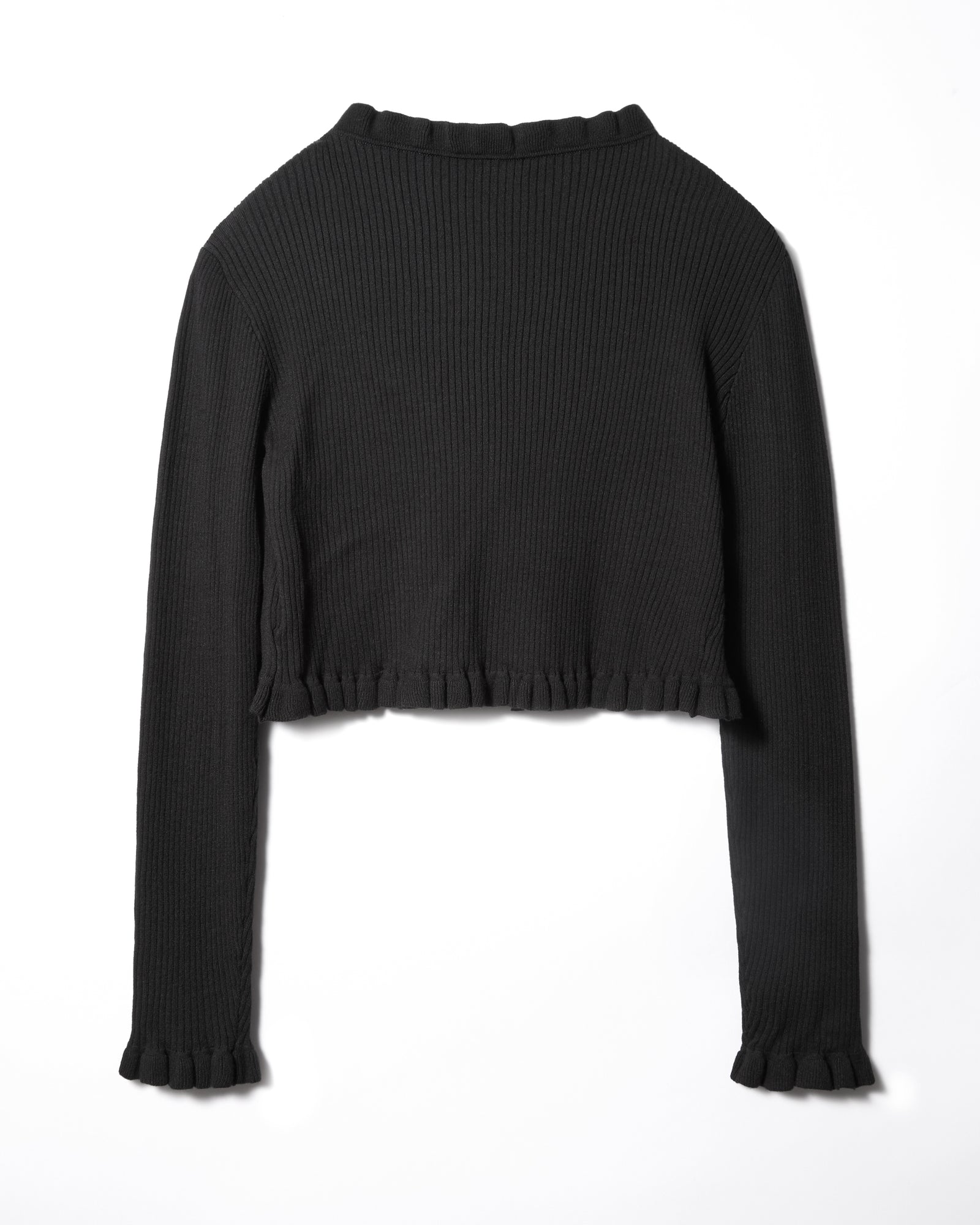CROPPED FRILL CARDIGAN - BLACK – Rosy luce