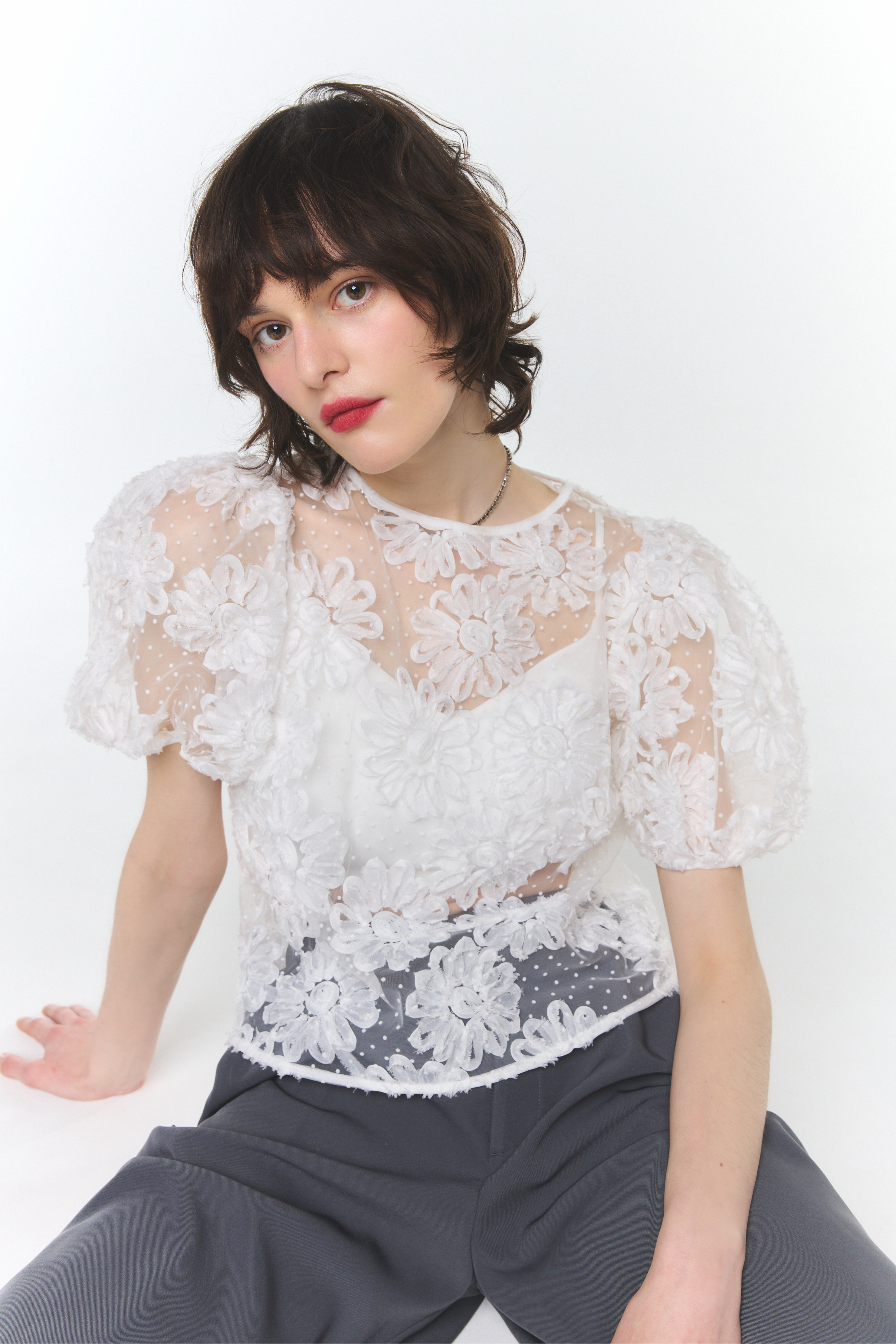 Classic Flower Tulle Top – Rosy luce Classic Flower Tulle Top – Rosy luce