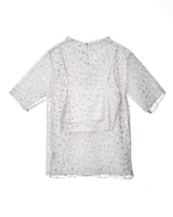 FLOWER LAME SHEER TOPS - WHITE