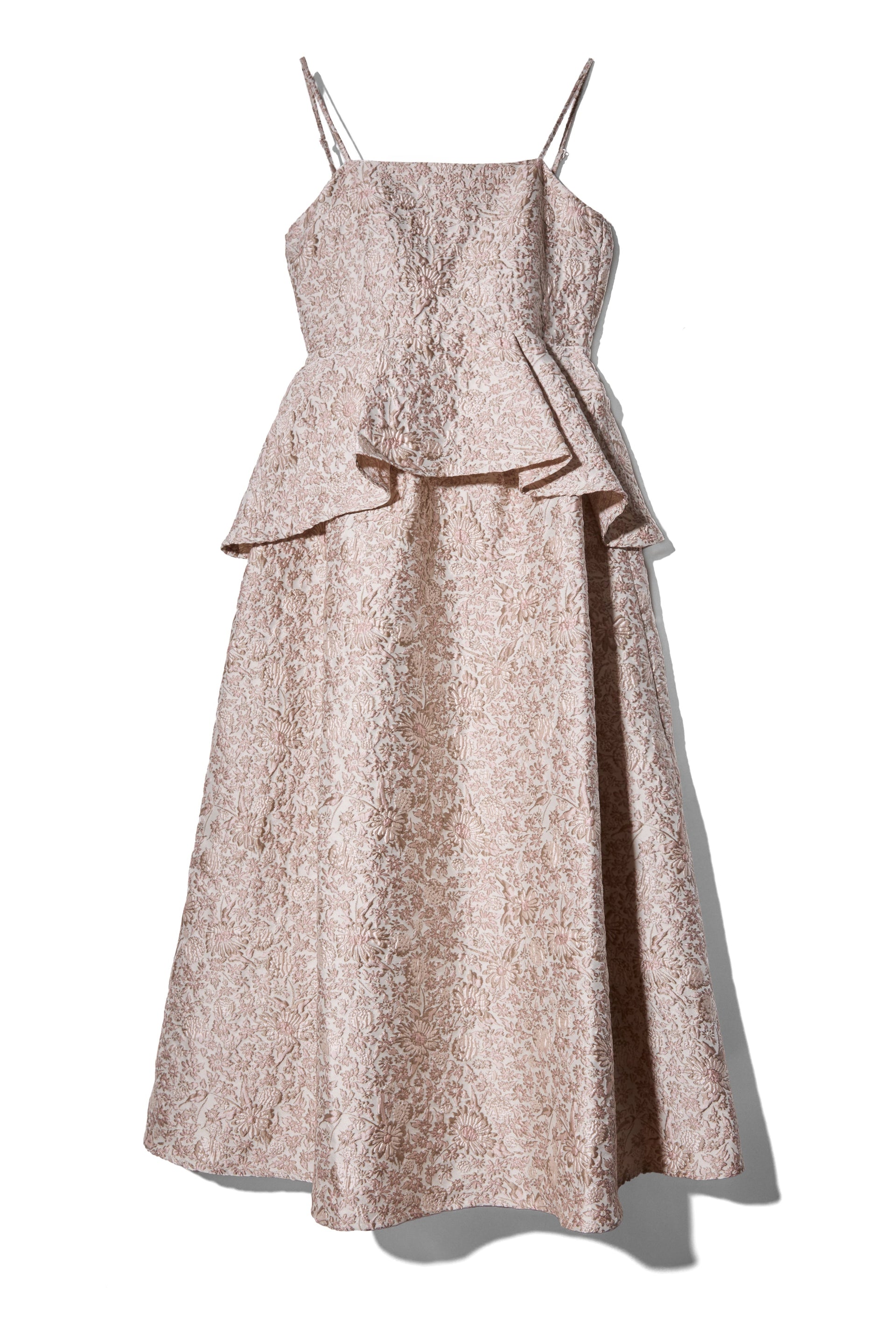 strapless open back dress Peplum Jacquard Dress – Rosy luce