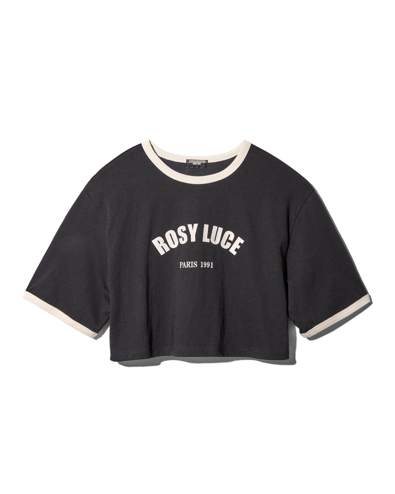 CROPPED ROSY TEE - BLACK