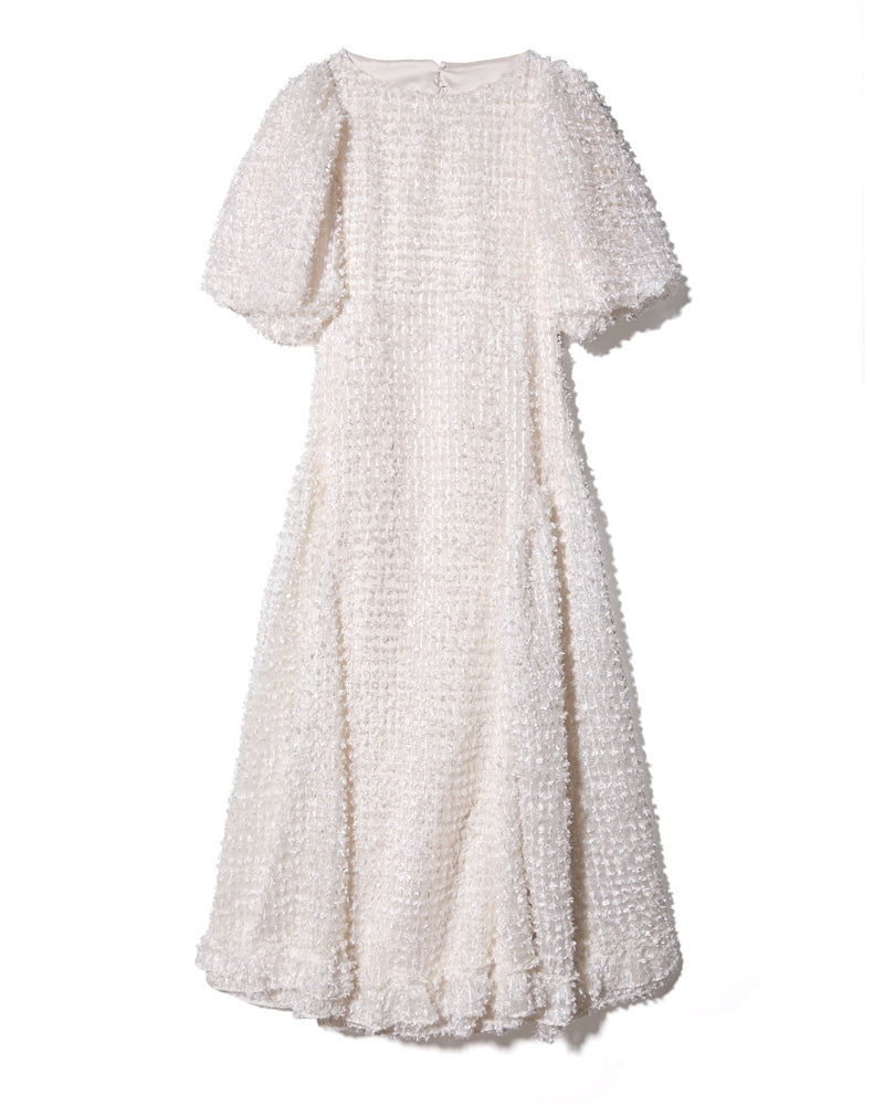VOLUME BACK OPEN  DRESS  - IVORY