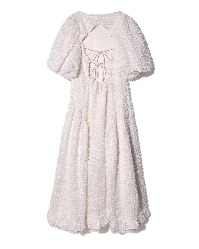 VOLUME BACK OPEN  DRESS  - IVORY