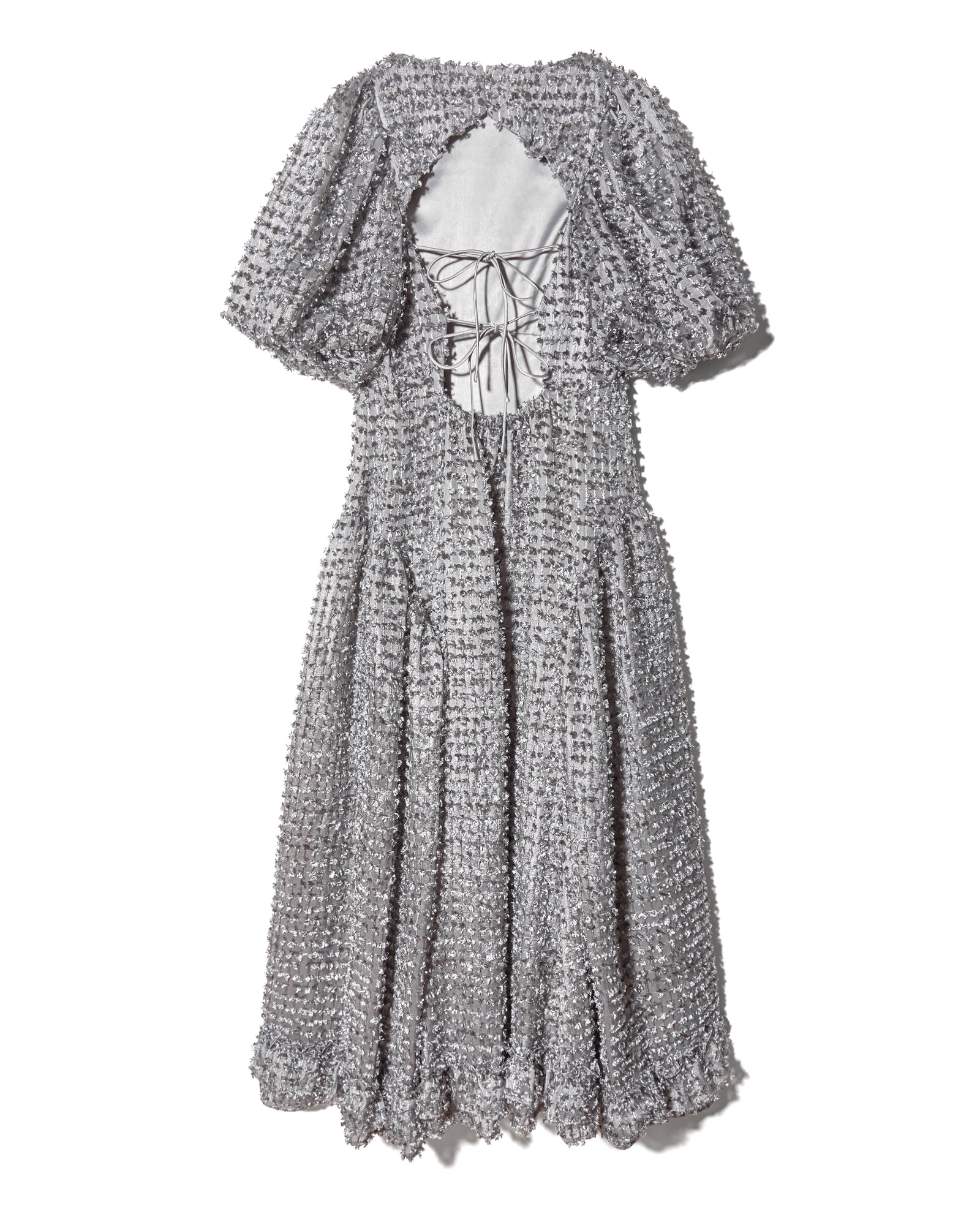 VOLUME BACK OPEN DRESS - GREY – Rosy luce