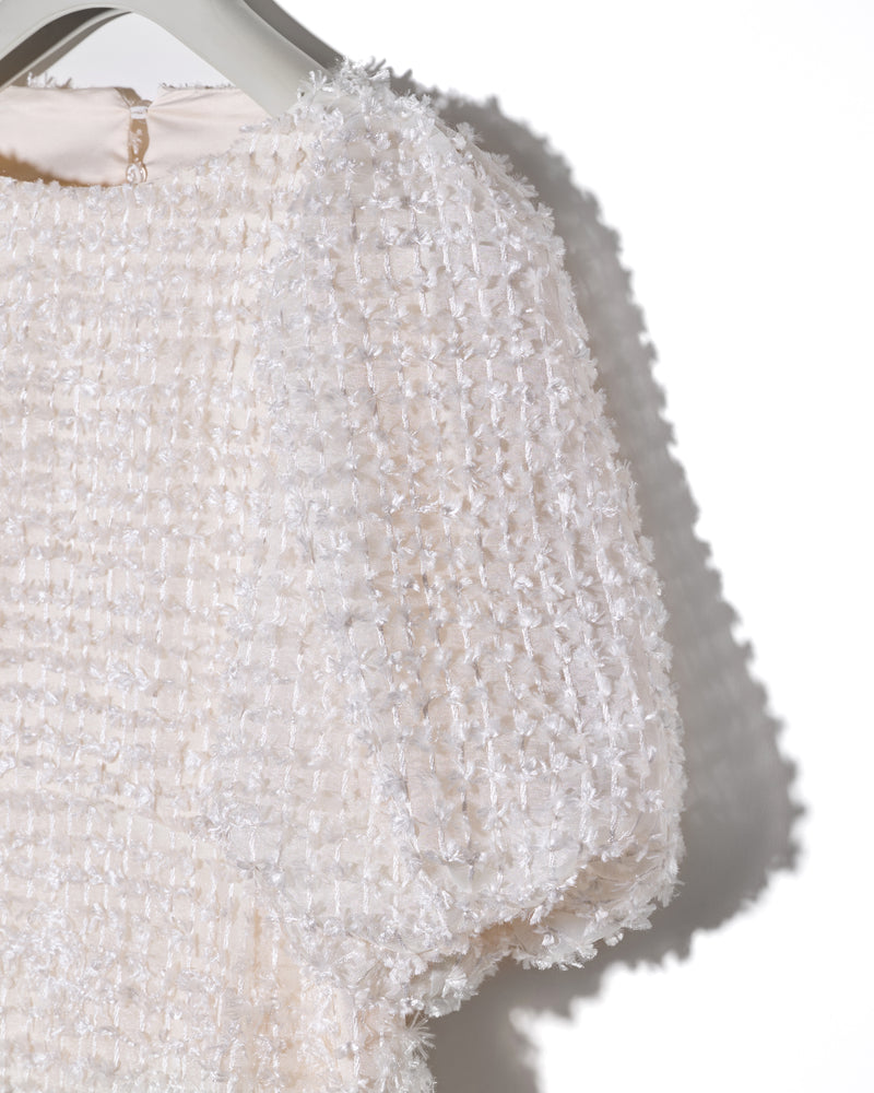 VOLUME BACK OPEN  DRESS  - IVORY