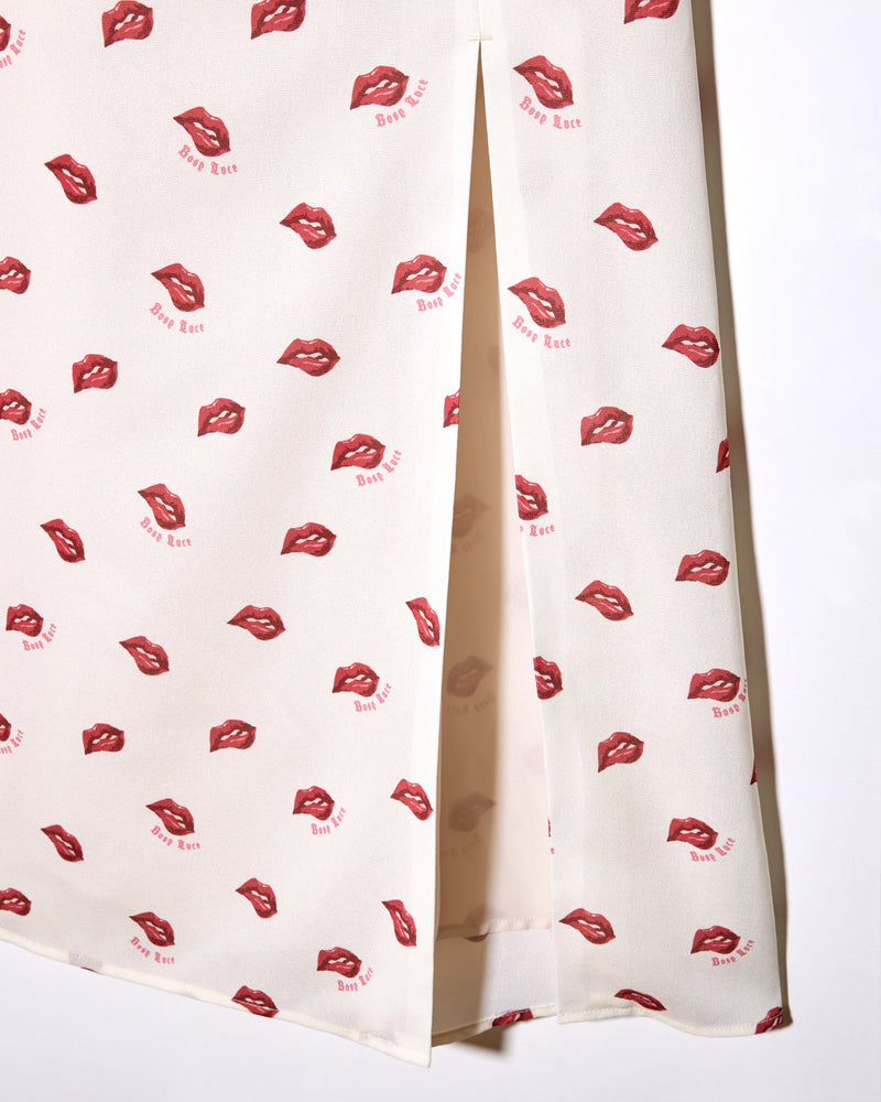 LIP PRINT CAMI DRESS - IVORY