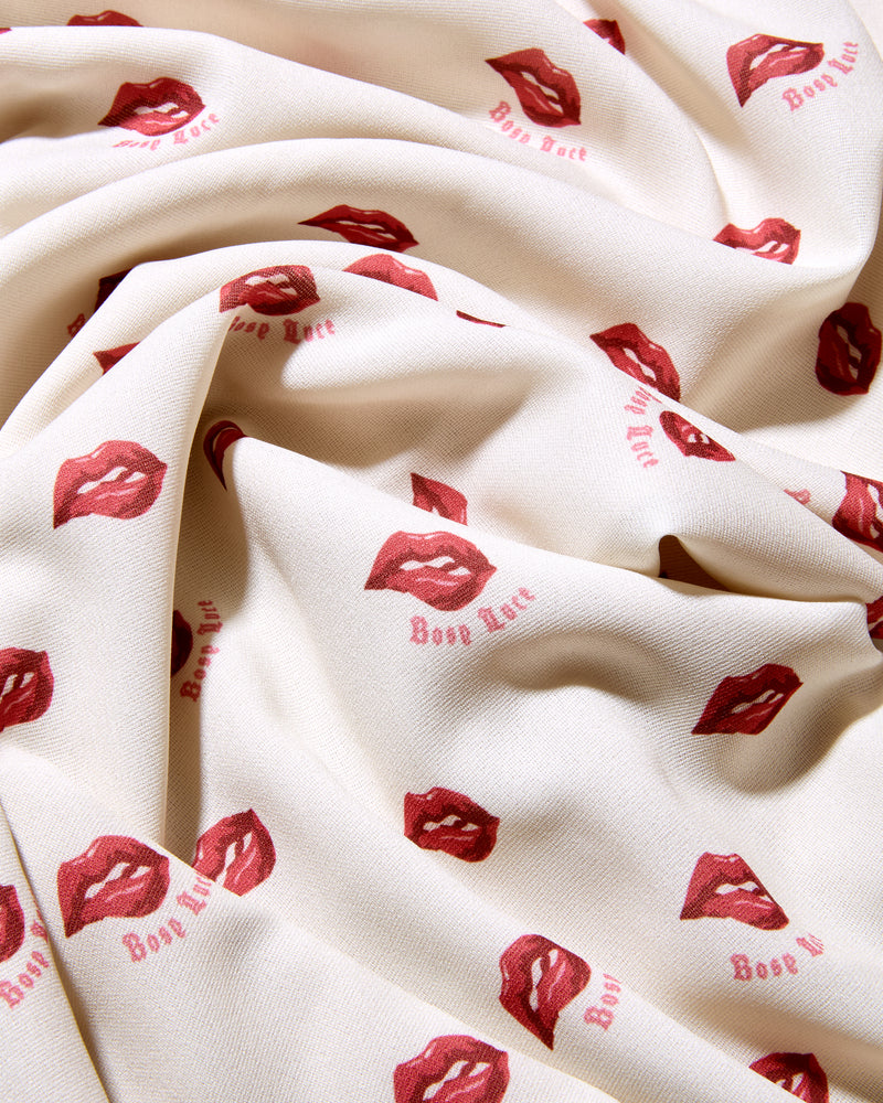 LIP PRINT CAMI DRESS - IVORY