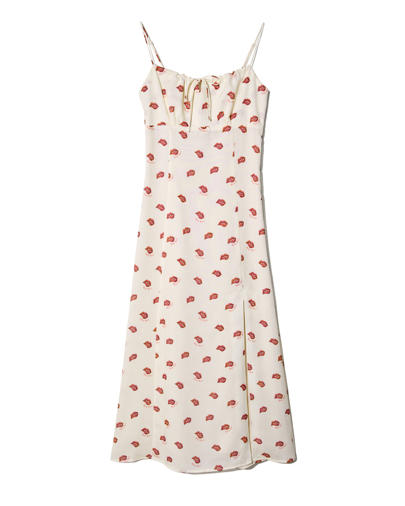 LIP PRINT CAMI DRESS - IVORY