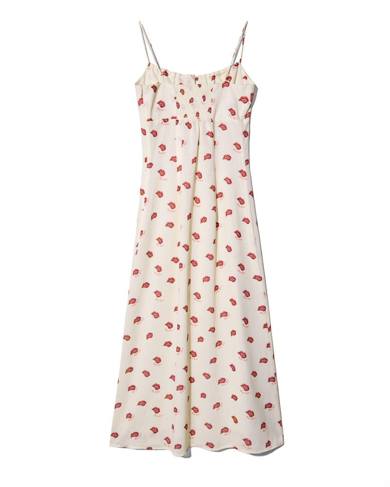 LIP PRINT CAMI DRESS - IVORY
