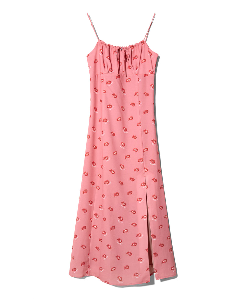 LIP PRINT CAMI DRESS - PINK