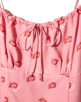 LIP PRINT CAMI DRESS - PINK