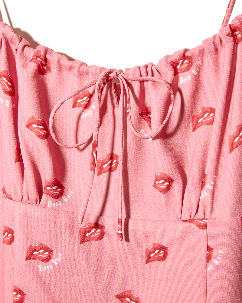 LIP PRINT CAMI DRESS - PINK