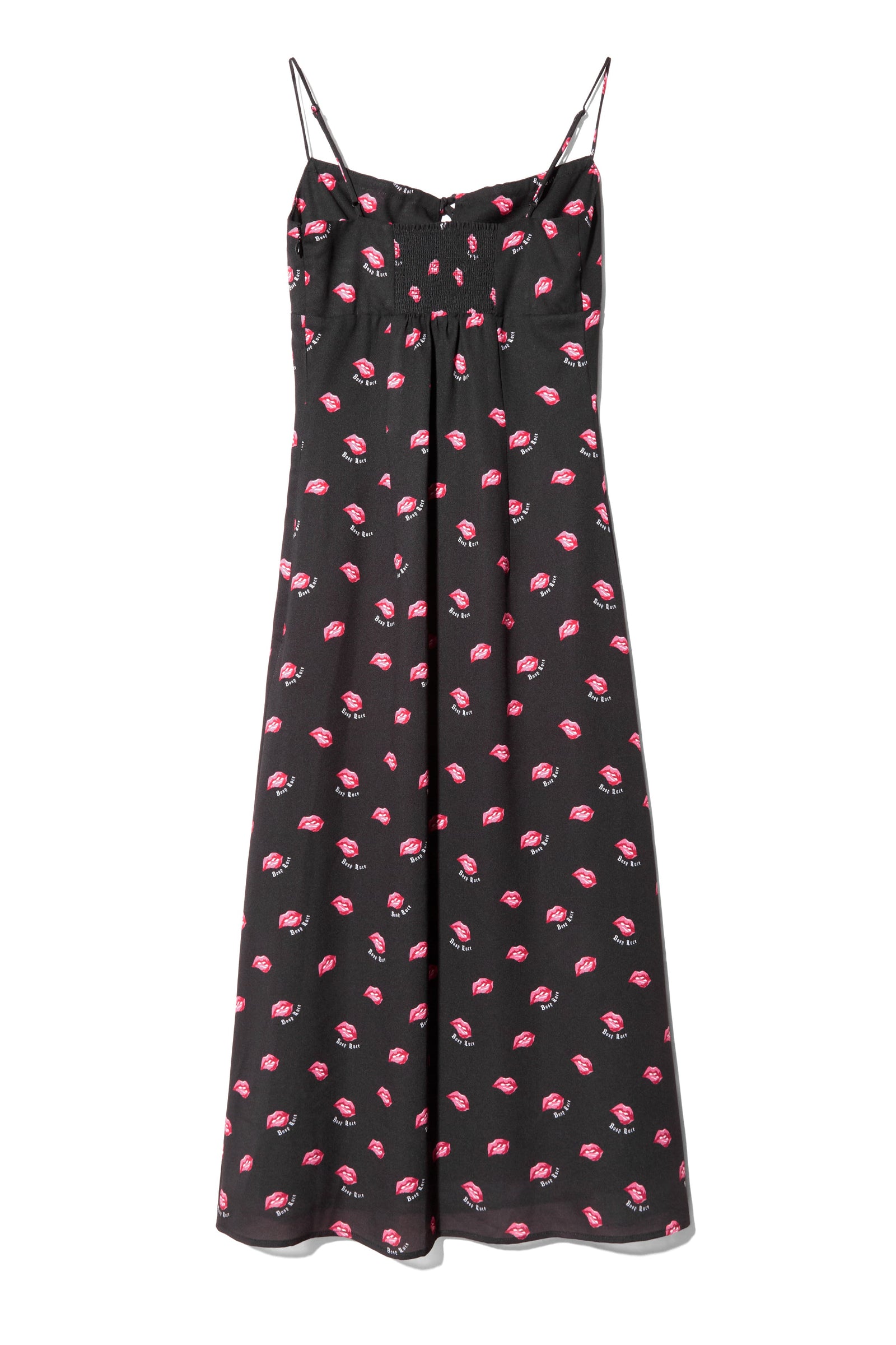 LIP PRINT CAMI DRESS - BLACK – Rosy luce