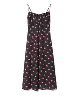 LIP PRINT CAMI DRESS - BLACK