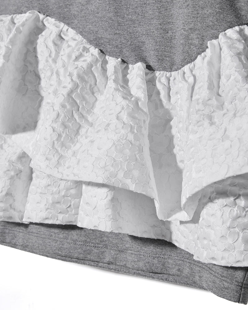 FRILL TEE - GRAY