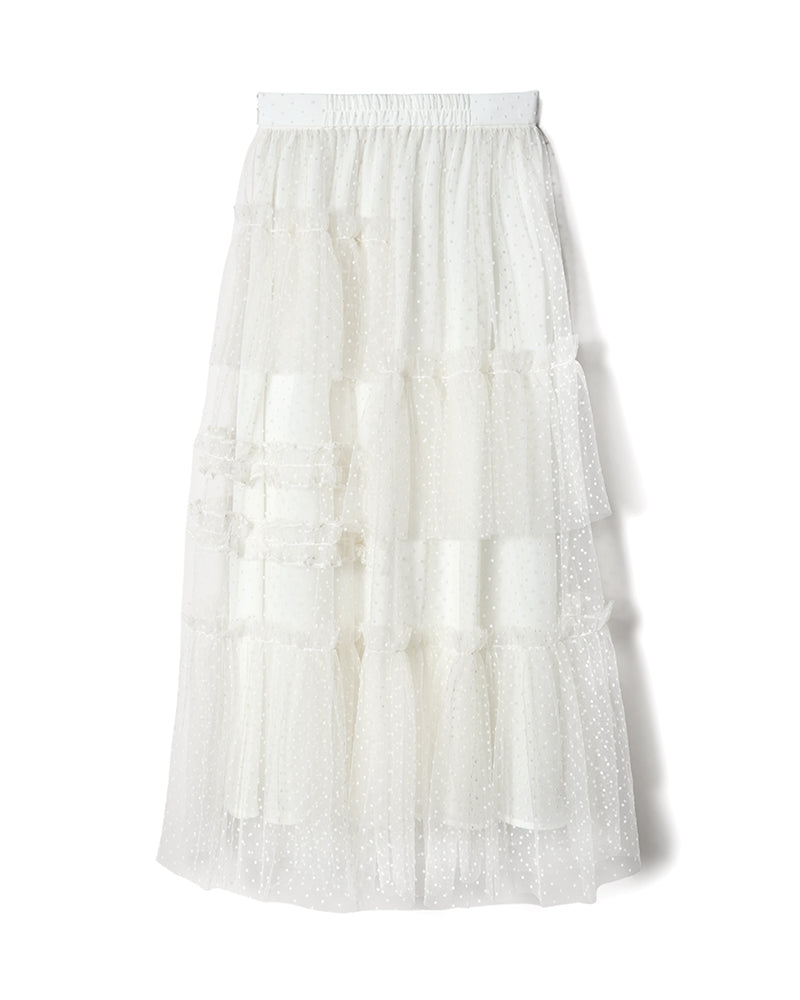 Dot volume tulle skirt - WHITE – Rosy luce