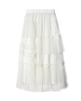 Dot volume tulle skirt - WHITE